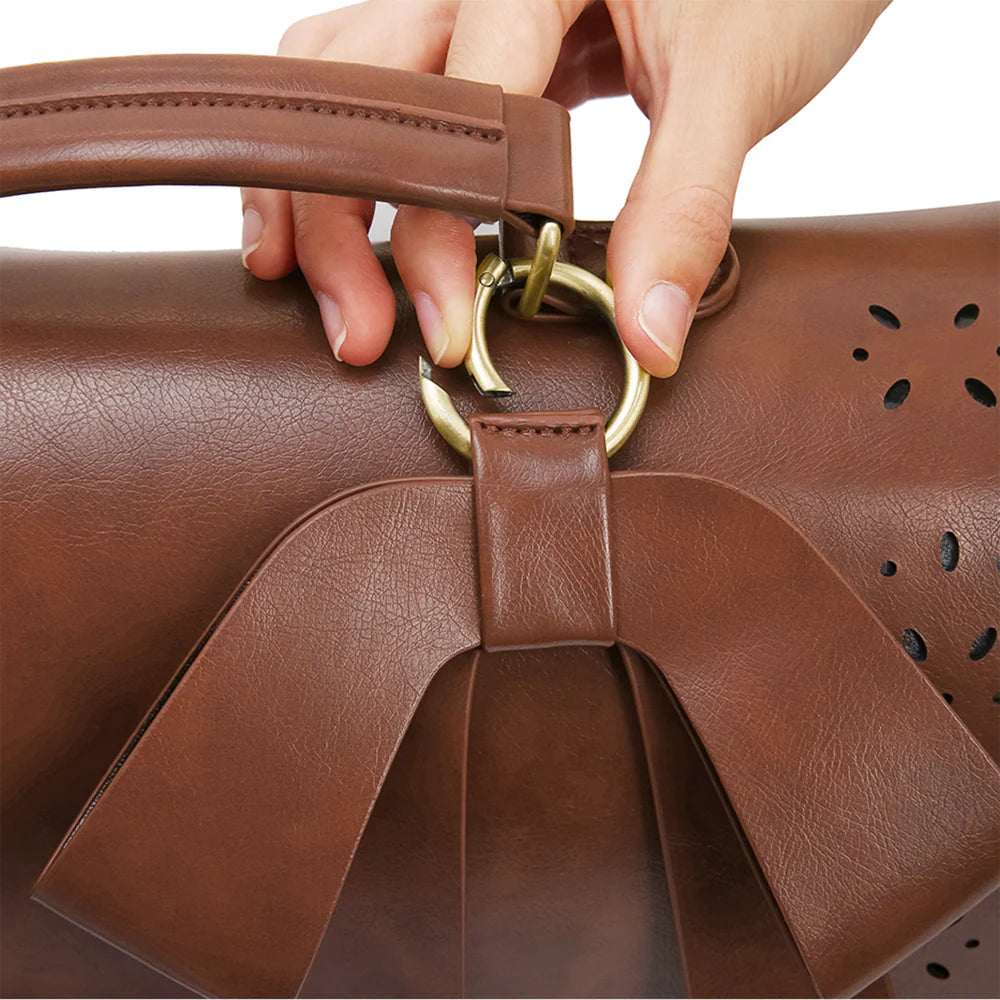 Grace Leather Satchel | Elegant Bow-Tie Charm
