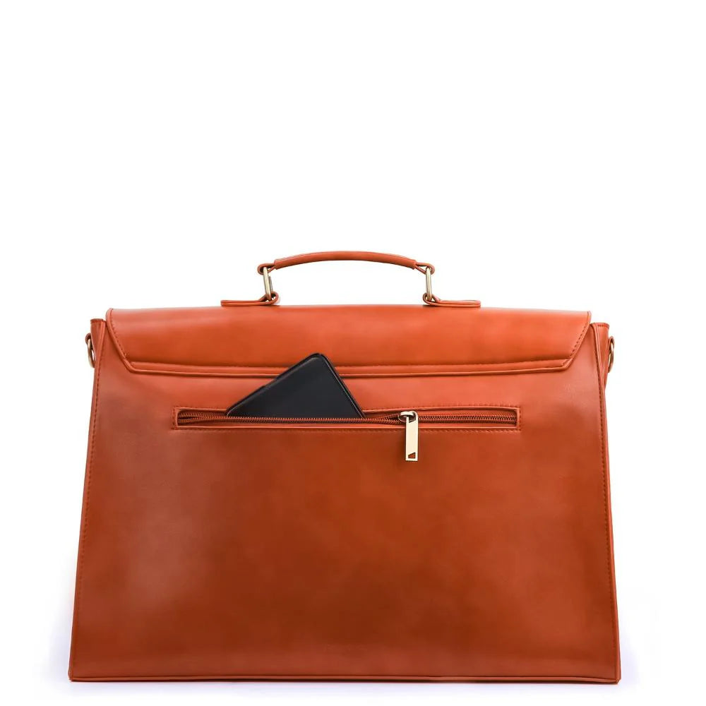 Grace Leather Satchel | Elegant Bow-Tie Charm