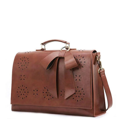 Grace Leather Satchel | Elegant Bow-Tie Charm