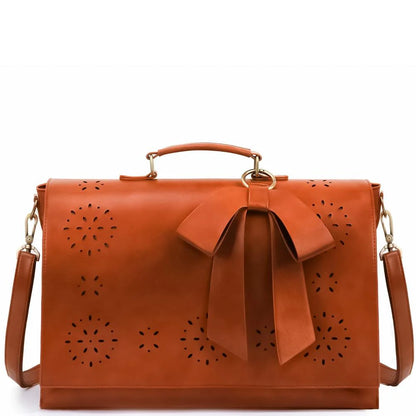 Grace Leather Satchel | Elegant Bow-Tie Charm