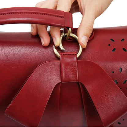 Grace Leather Satchel | Elegant Bow-Tie Charm