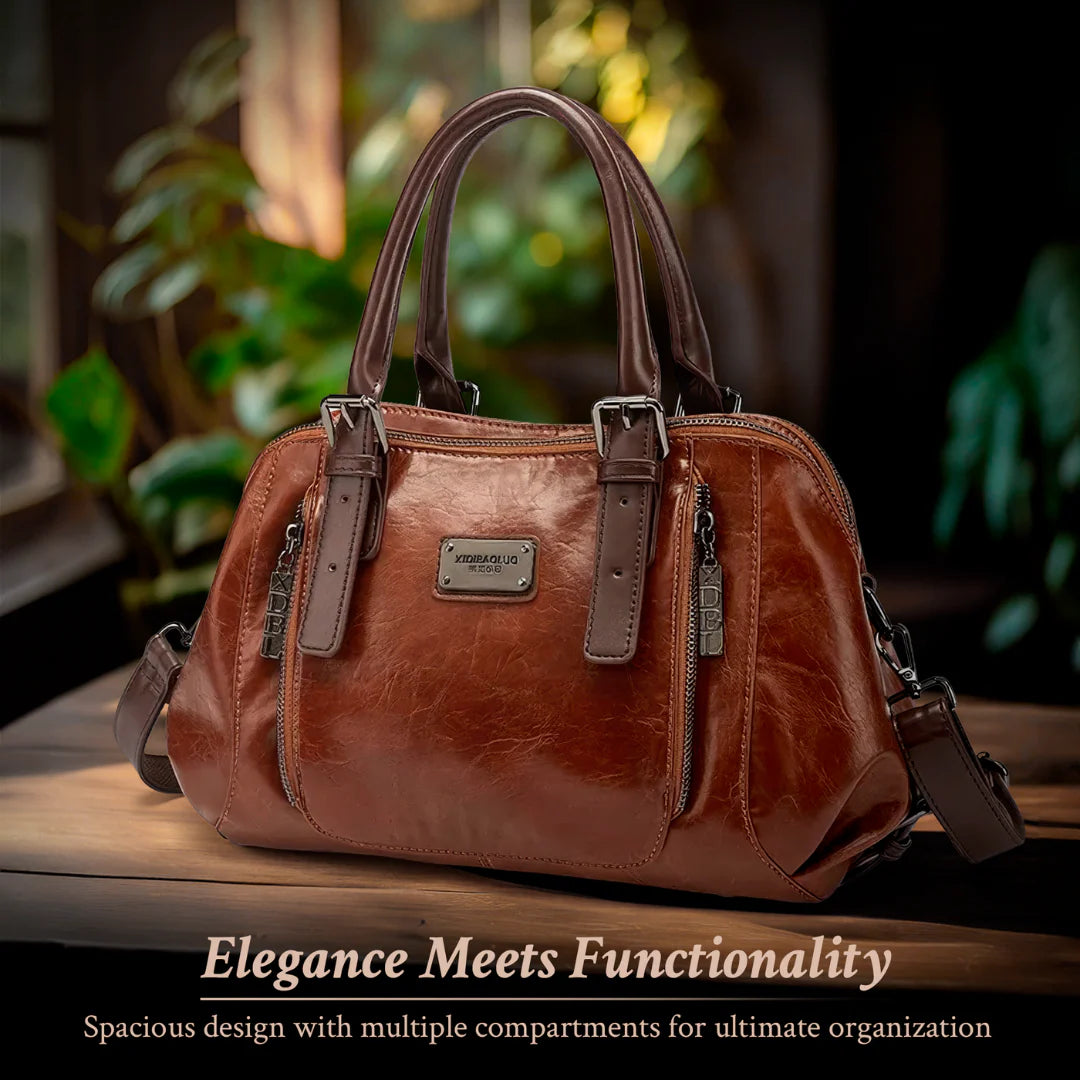 Isla’s Regal Charm | Classic Leather Satchel