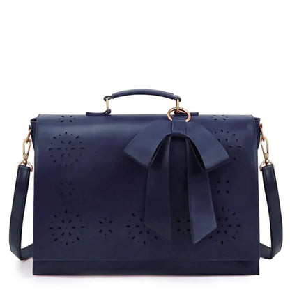 Grace Leather Satchel | Elegant Bow-Tie Charm