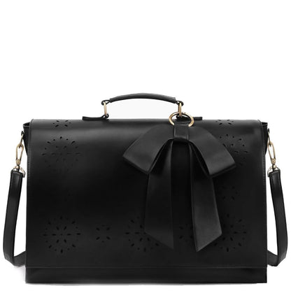 Grace Leather Satchel | Elegant Bow-Tie Charm