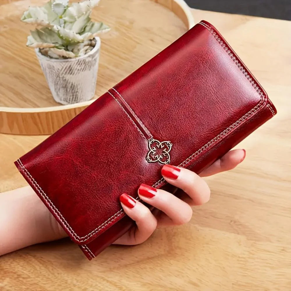 Crimson Elegance | Leather Bifold Wallet