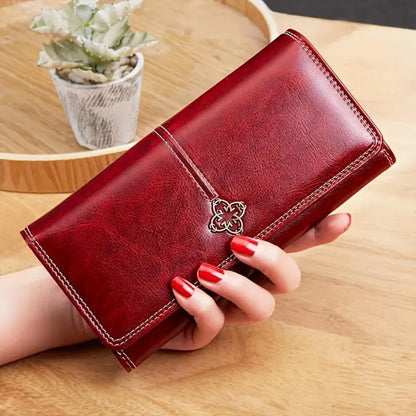 Crimson Elegance | Leather Bifold Wallet